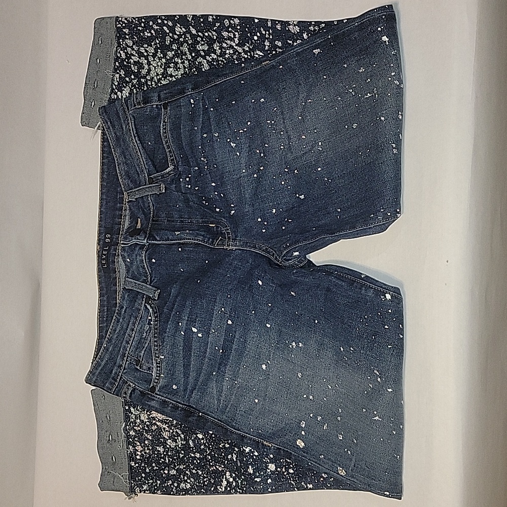 Level 99 Metallic Sprayed Paint Mid Rise Jeans
